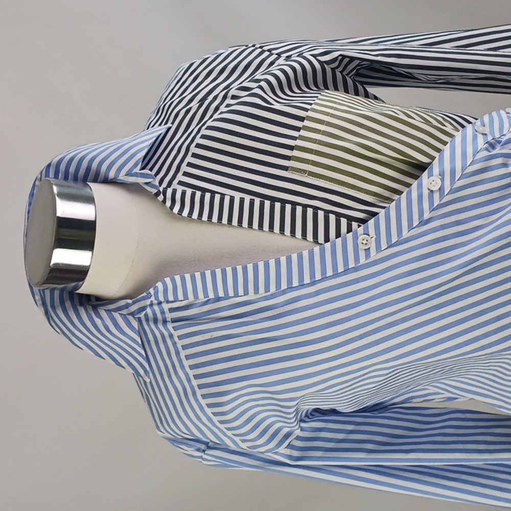 Veronica Beard Blue Striped/Gray Striped Blouse. - Picture 2 of 10